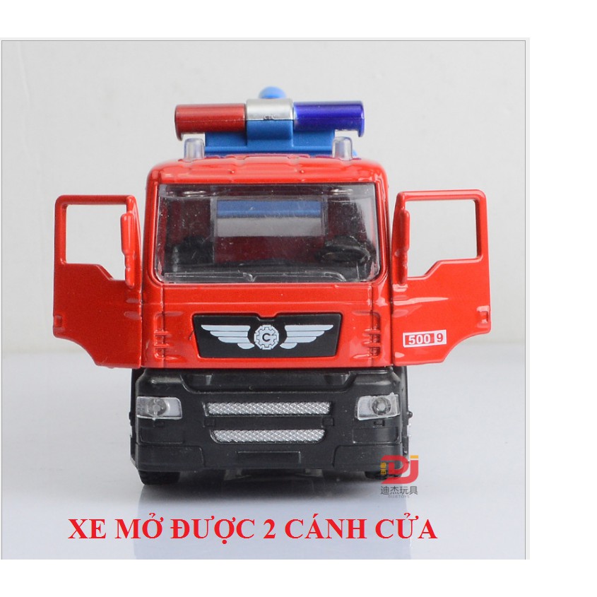 Xe cứu hộ cảnh sát tỉ lệ 1:50 mô hình đồ chơi trẻ em xe chạy bằng cót có đèn và âm thanh và mở được cửa xe