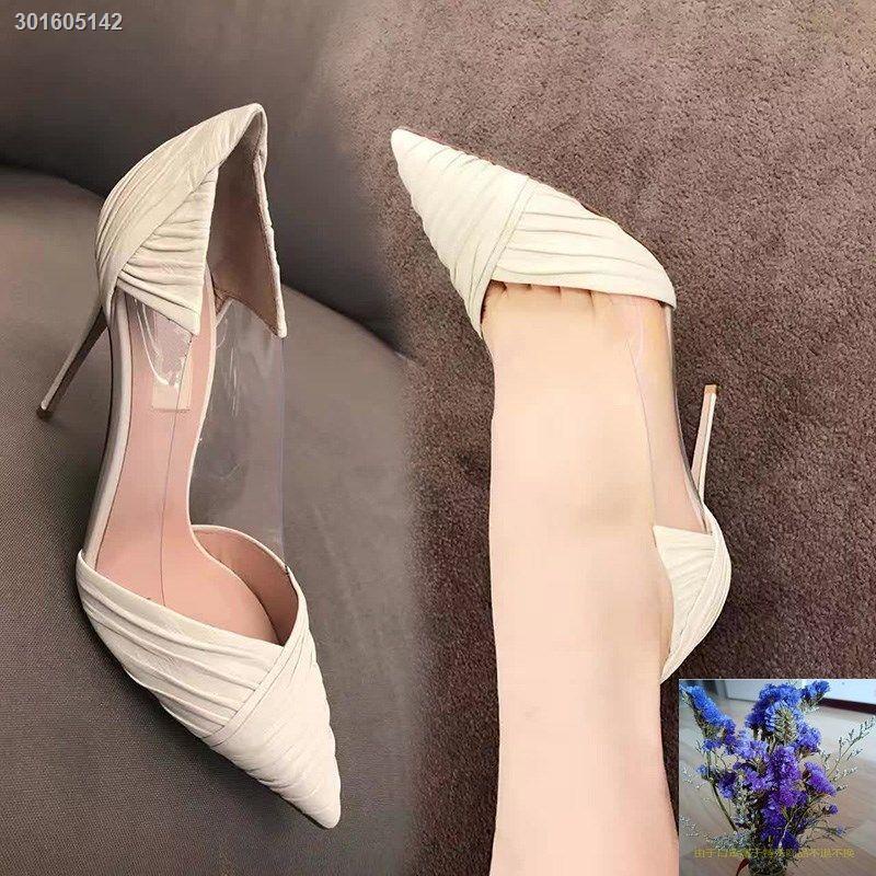 Giày cao gót mũi nhọn màu trắng quyến rũ hàng mới dành cho bạn nữ 2022 8cm