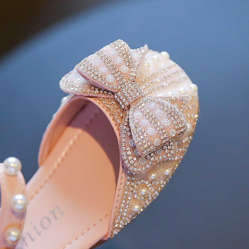 Giày Công Chúa Đế Bằng Chống Trượt Đính Đá Và Nơ Dành Cho Bé Gái 2-16 Tuổi