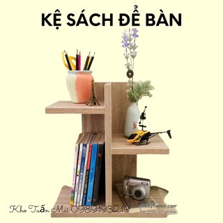Kệ sách 💎SALE💎 để bàn làm việc mini bằng gỗ decor lắp ghép nhiều ngăn tiện lợi cao cấp