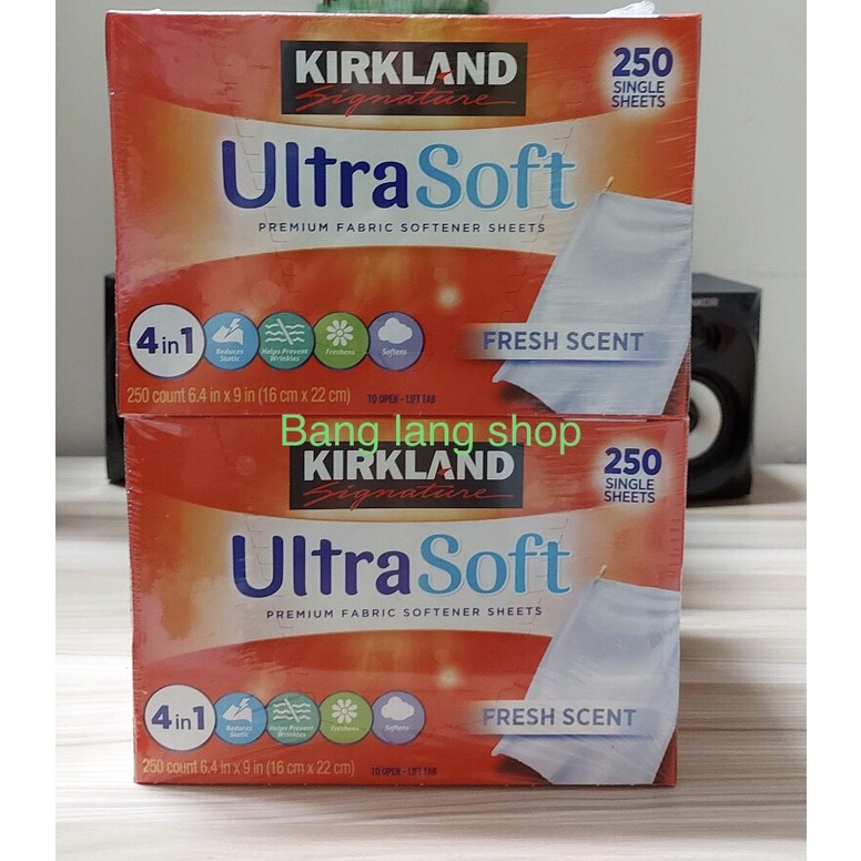 GIẤY THƠM QUẦN ÁO, LÀM MỀM VẢI KIRKLAND SIGNATURE FABRIC SOFTENER SHEETS (250 tờ- USA)