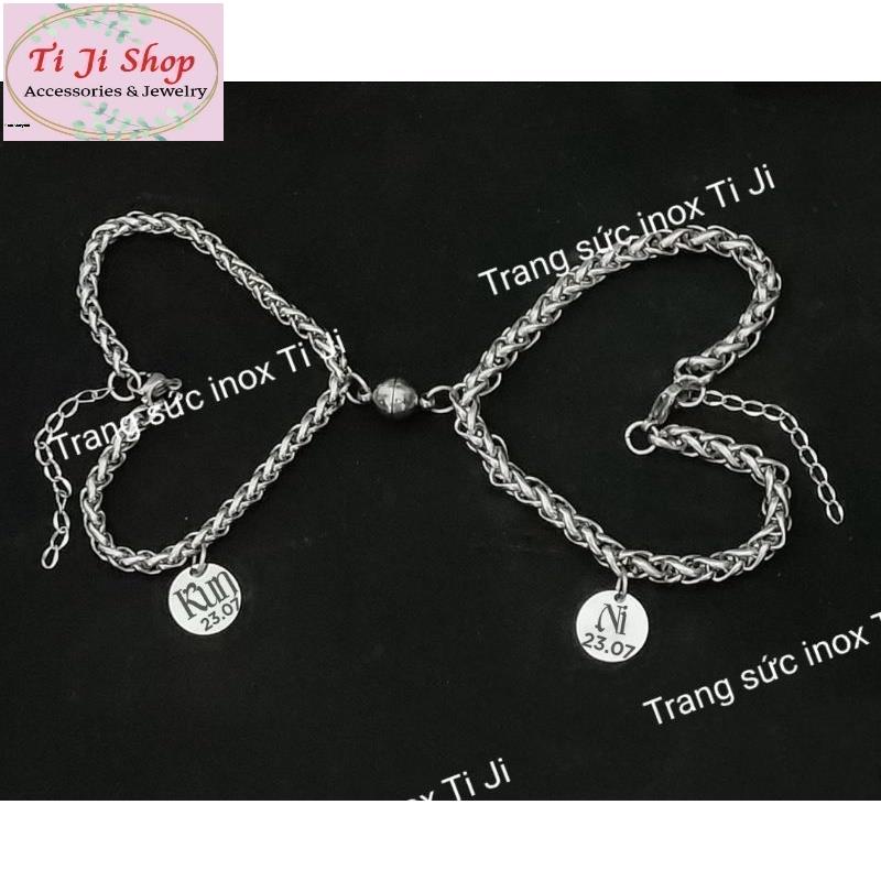 Lắc tay cặp đôi khắc chữ hình ảnh theo yêu cầu