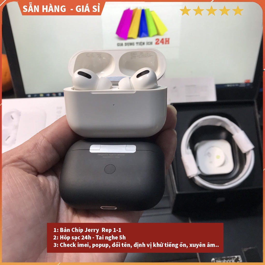 Tai nghe Air bluetooth phiên bản Pro, âm thanh TWS vòm, chống ồn, sạc không dậy, đổi tên, định vị. LOẠI CAO CẤP