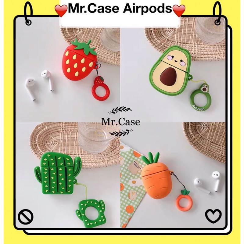 Case Airpods 1/2 Pro Vỏ Ốp Đựng Tai Nghe Trái Cây Cực Xinh Bơ - Dâu - Cà Rốt - Xương Rồng