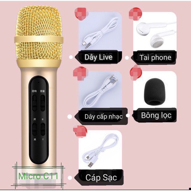 [Mã ELFLASH5 giảm 20K đơn 50K] mic livestream c11 bản nâng cấp hát nhẹ bắt xa