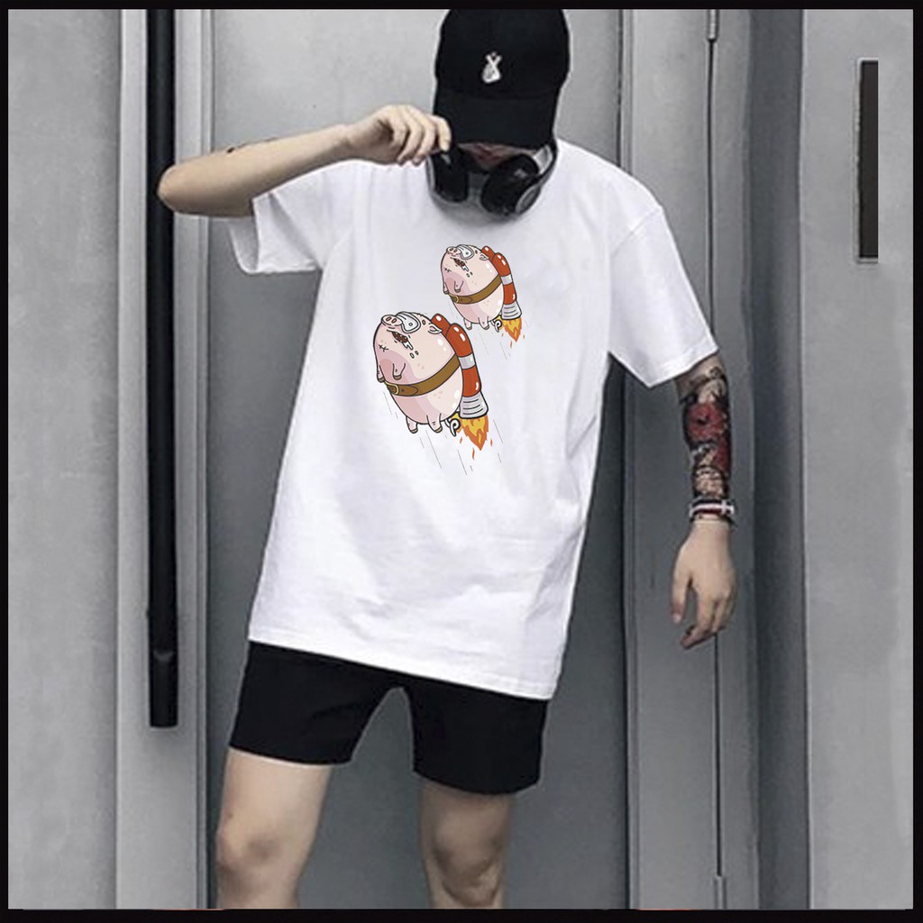 Áo Thun Unisex Vải Cotton Ngắn Tay Hình HEO PUBG Siêu Cute