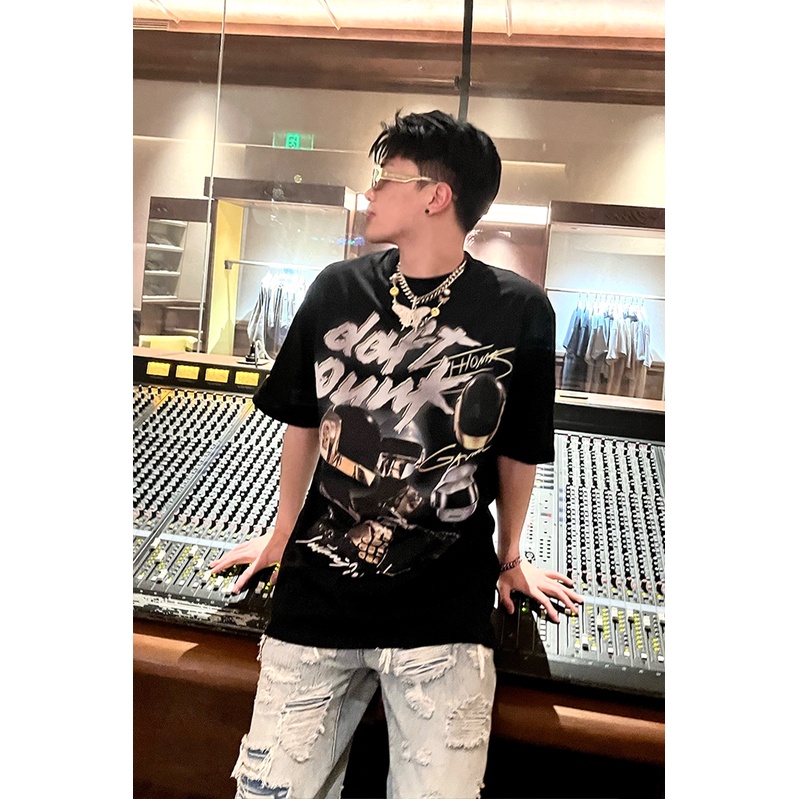 Áo Thun Vintage Daft Punk Tay Lỡ Unisex - Đen Cổ Tròn | Blackwork
