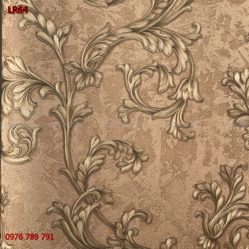 Giấy Dán Tường Phòng Khách 3d Dây Hoa Lá, Lụa Không Keo, Khổ 10m x 53 cm, Nhiều Màu Lựa Chọn