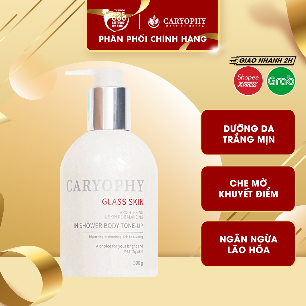 [300g] Sữa Tắm Nâng Tông Da Trắng Mịn Caryophy Glass Skin In Shower Body Tone-Up Cream