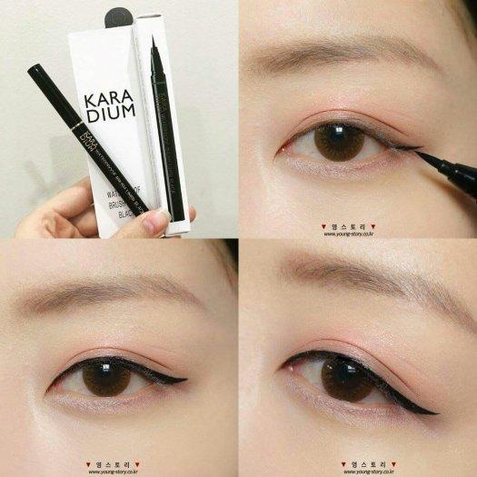 Bút dạ kẻ mắt không lem, không trôi Hàn Quốc Karadium Waterproof Brush Liner Black