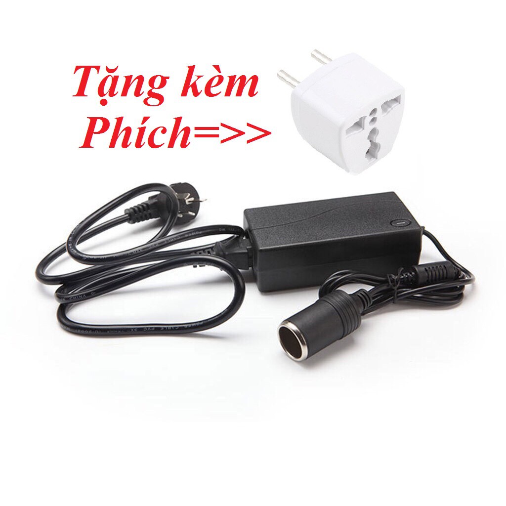 Adapter Chuyển Đổi Nguồn Điện 220V sang 12V, cường độ 5A, 8A và 10A, đầu ra chân tẩu,tặng phích cắm 2 chấu