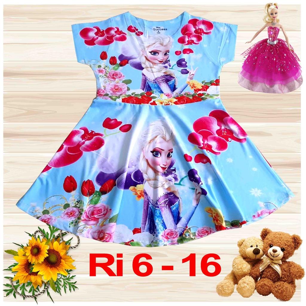 Đầm 3D thun lạnh loại 1 cho bé gái từ 16-36 kg