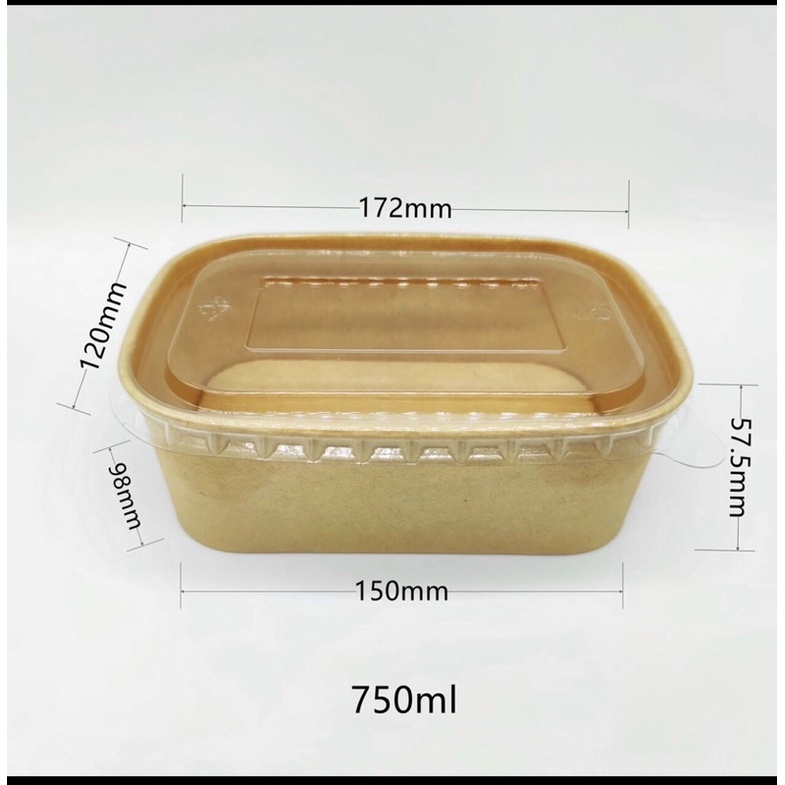 50 cái Hộp giấy chư nhật  bento kèm nắp 750ml, 1000ml