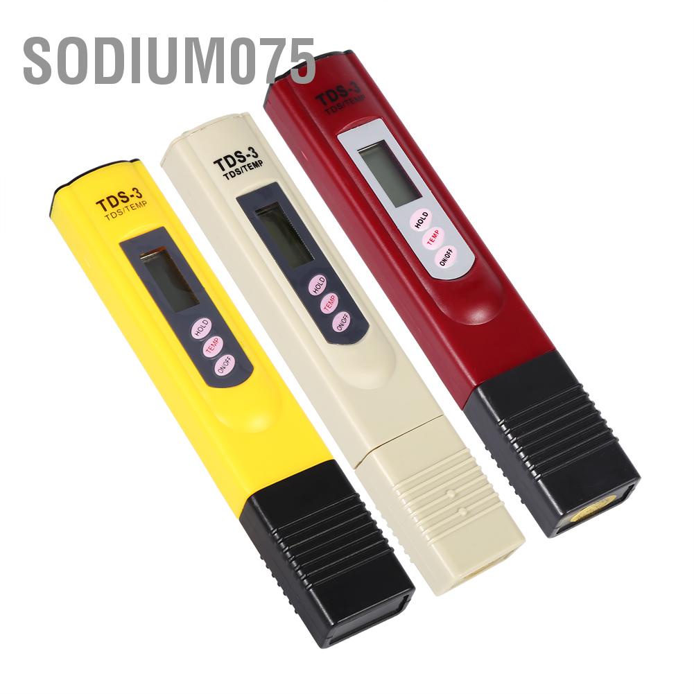 Sodium075 Sodium075 Kỹ thuật số LCD Kiểm tra chất lượng nước Bút lọc độ tinh khiết Bộ kiểm TDS Meter 0‑9999 PPM Temp Portable