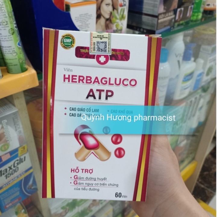 Viên uống HERBAGLUCO ATP hộp 60 viên hỗ trợ giảm đường huyết và các nguy cơ biến chứng tiểu đường