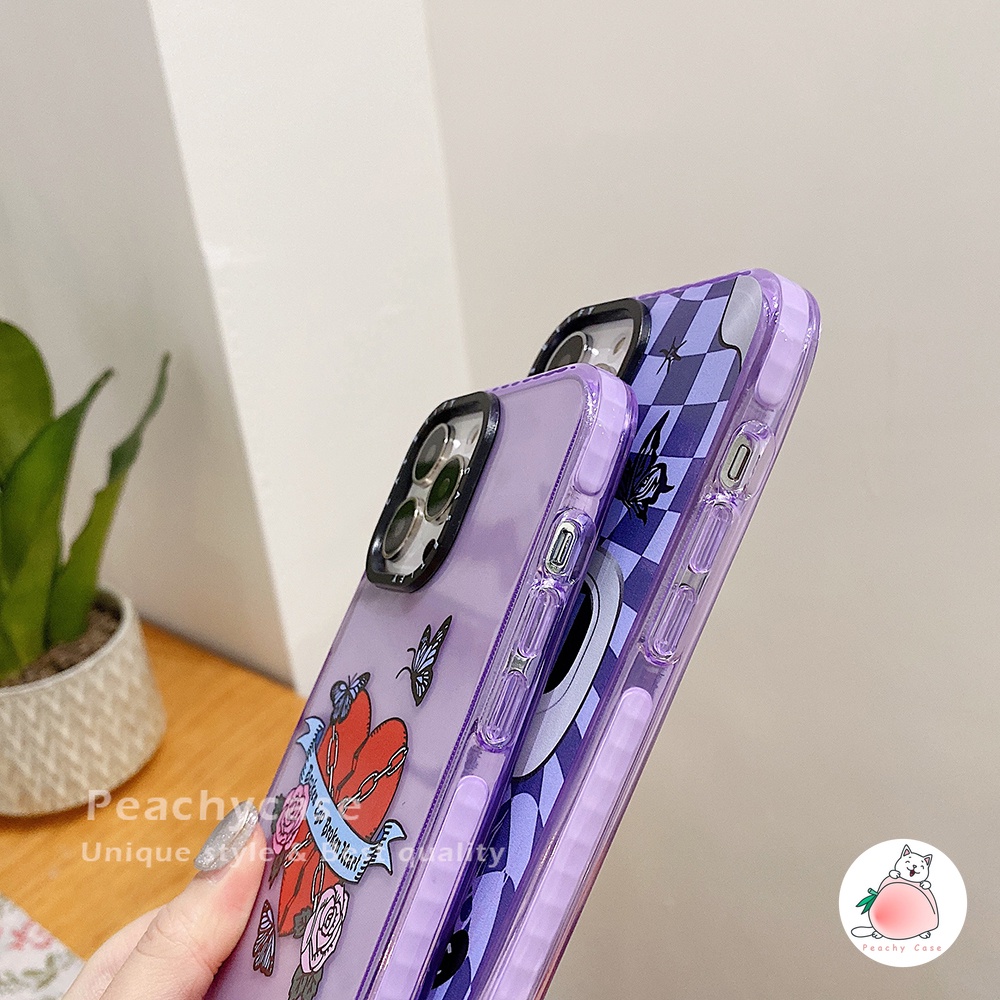 Ốp Điện Thoại tpu Mềm Bo Viền Họa Tiết Bướm / Hoa Hồng / Trái Tim Xinh Xắn Cho iphone 14 13 12 11 pro max