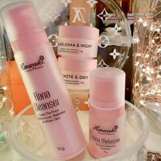 Bộ 4 sản phẩm hết nám tàn nhang hana melasma + hana melasma night + hana white day + hana cleanser 15gam