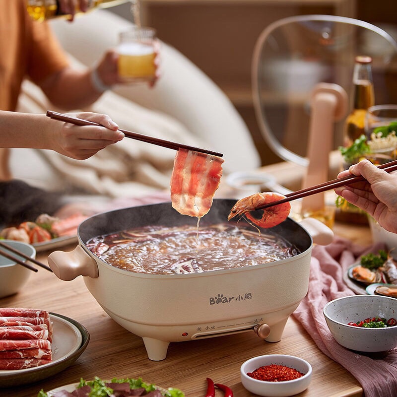 NỒI LẨU ĐIỆN ĐA NĂNG BEAR 5L LIỀN KHAY NHIỀU MẪU