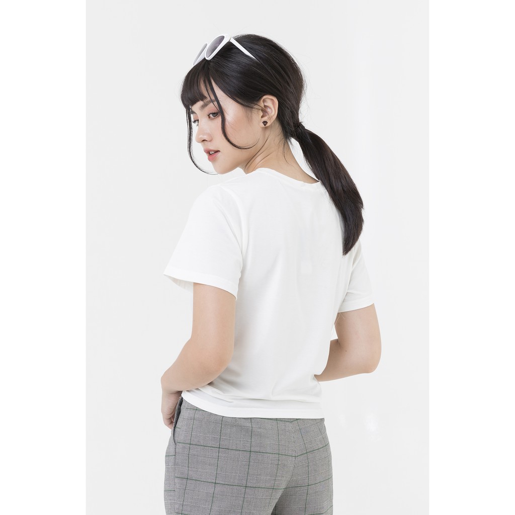 Áo croptop vặn eo VIEN TRAN O61S19H001 (Ghi/Trắng/Be)