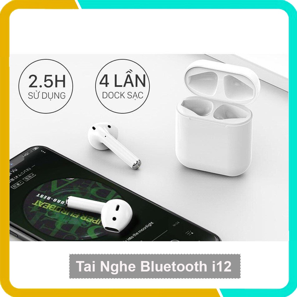 Tai Nghe Không Dây i12, Kiểu Dáng Dễ Thương Cho Điện Thoại Có Mic Tương Thích AndroidiOs