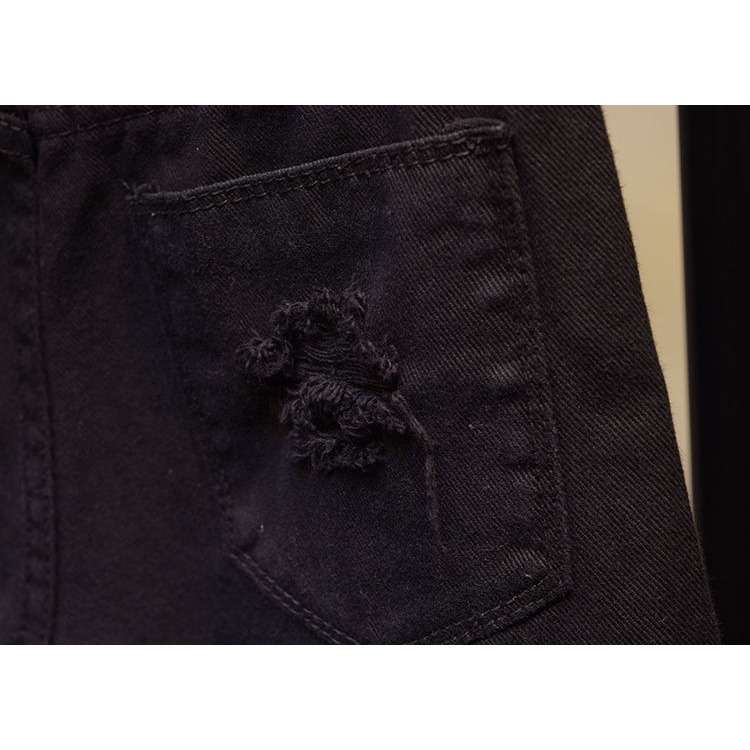 Quần đùi nữ jean rách ống rộng trắng Quần short cạp cao Phong cách đơn giản hàn quốc