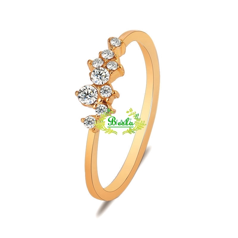 ♕Besla Nhẫn Nữ Mạ Bạc 925 Đính Đá Zircon 3 Tầng 18k