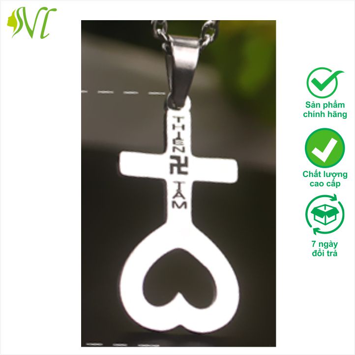 Combo 3 mặt dây chuyền thiên tâm đạo Người Đẹp Vì Lụa không đen dị ứng xài nước tốt