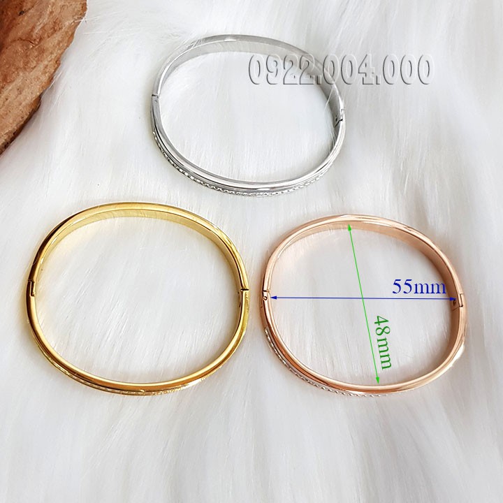 Vòng tay cẩn xà cừ 1 hàng đá xoàn, vòng tay nữ, vòng tay titan VZ1565.