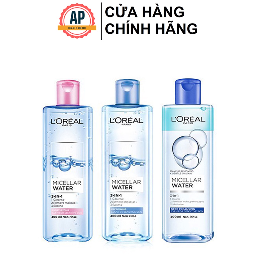 Nước tẩy trang Nước tẩy trang Loreal - L'Oreal Paris 3-in-1 Micellar 400ml.