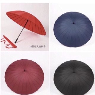 Ô Dù cán dài 24 nan loại chắc chắn chống lật cán da[Hỗ trợ phí ship]