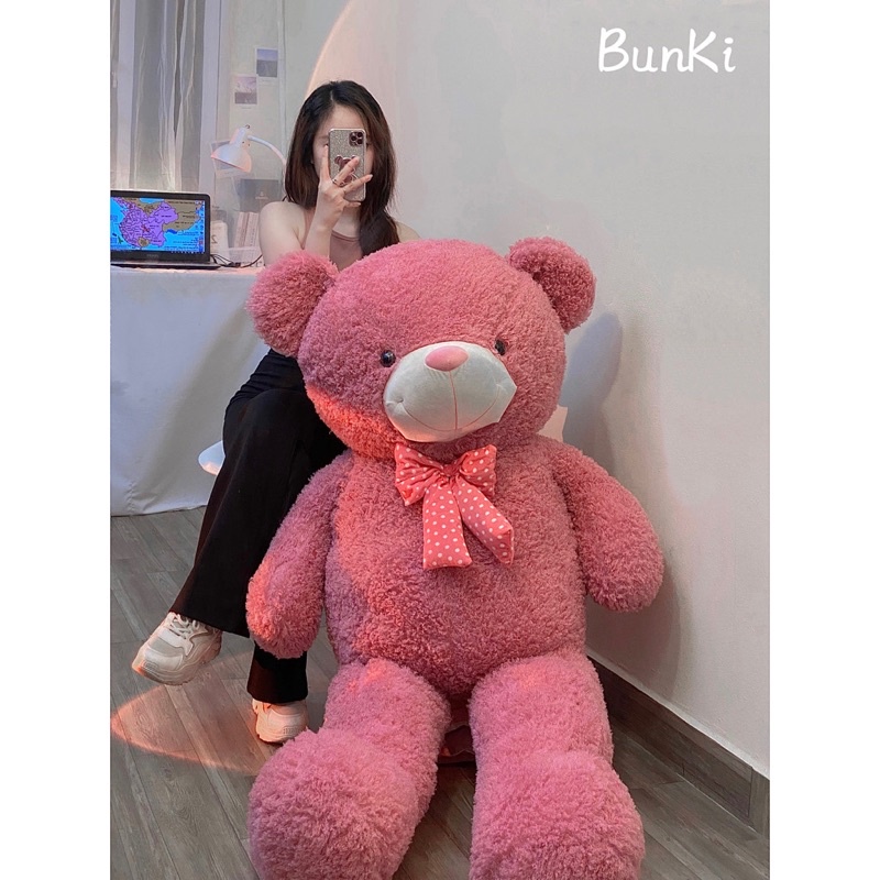 Gấu Bông Teddy First Love Hồng 1m7 khổ vải cao 1m6 cao cấp BUNKI