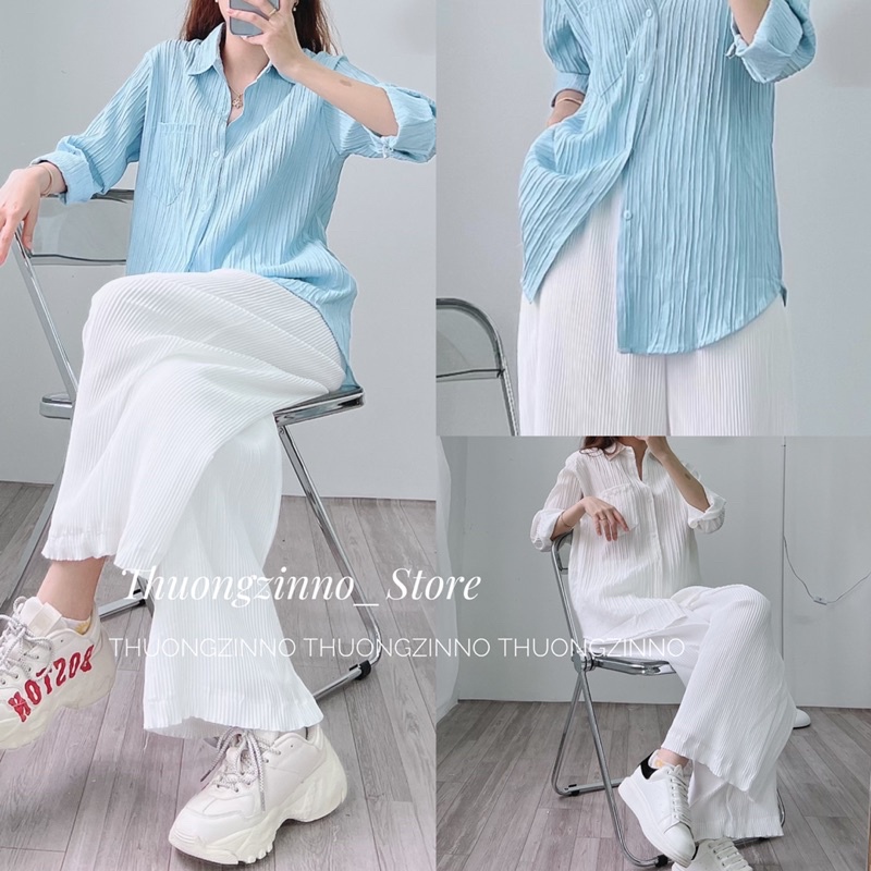 [Ảnh thật/Video] [QUẦN SIÊU HOT]Quần ống rộng GÂN TƠ hai lớp thiết kế bo viền sóng lượn