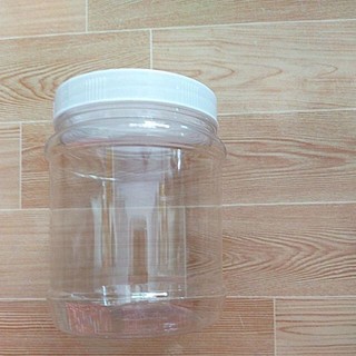 Lọ nhựa nắp nhựa trắng đường kính 10cm đựng thực phẩm - Hủ nhựa nửa kg 500gr