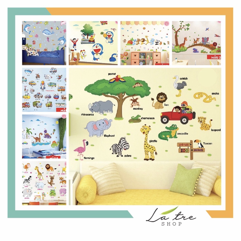 Giấy dán tường phòng ngủ decal dán tường cho bé decor trang trí dễ thương - Lá Tre 0303