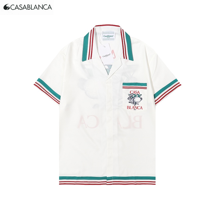 Áo Sơ Mi Ngắn Tay In Chữ Và Thỏ Thời Trang Xu Hướng Casablanca