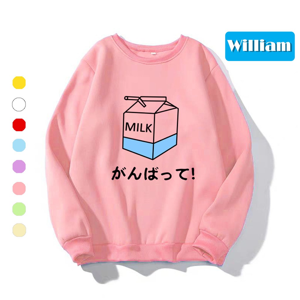 Áo Sweater chui đầu nam nữ dễ thương William  - DS68 nỉ bông ngoại mềm mịn, giữ ấm tốt, làm áo cặp