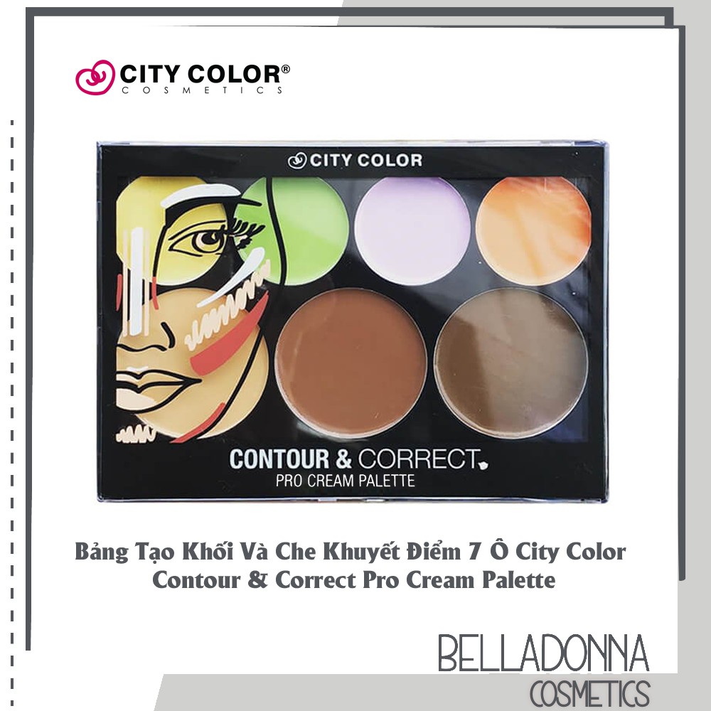 Bảng Tạo Khối Và Che Khuyết Điểm, Highlight 7 Ô City Color Contour & Correct Pro Cream Palette