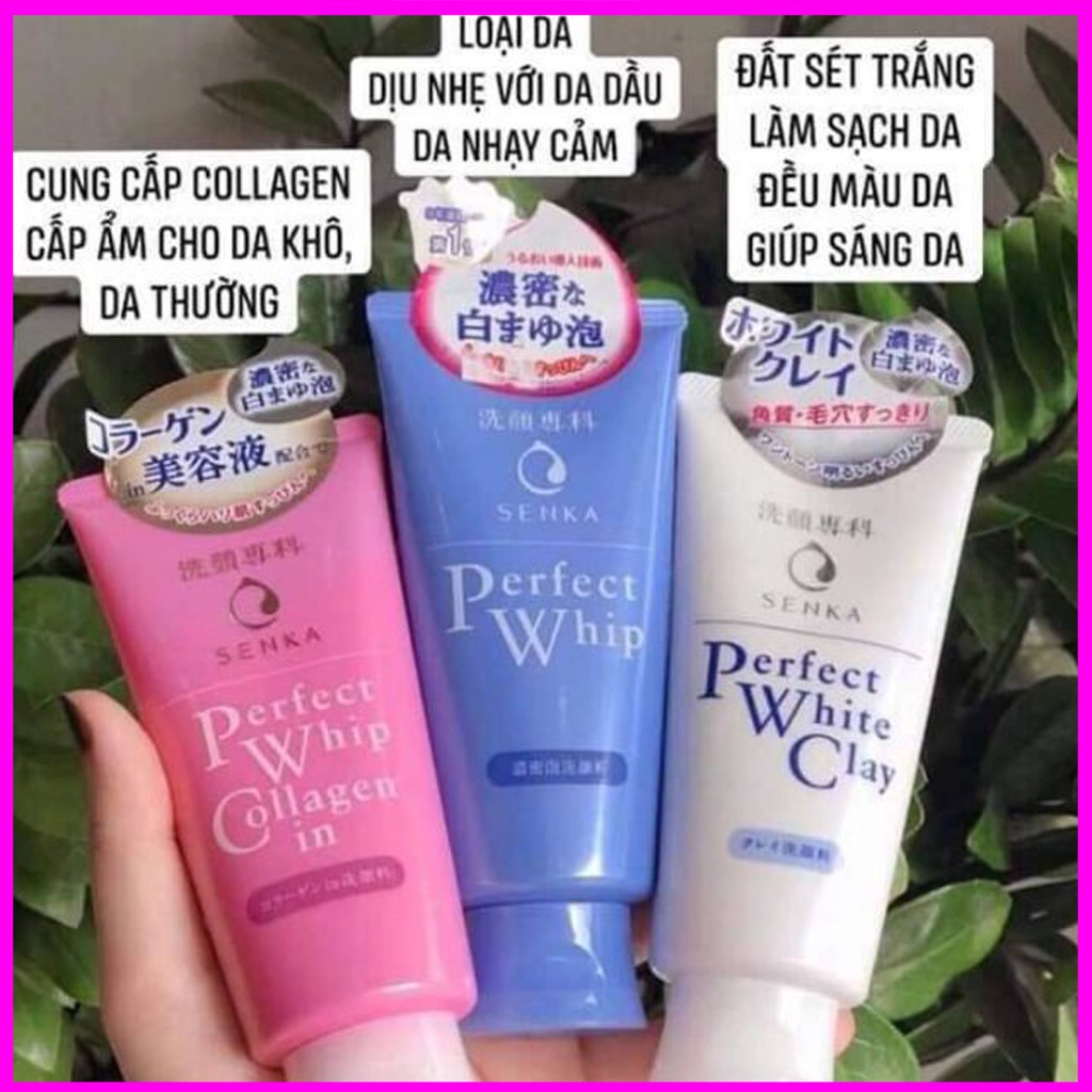 SRM Senka, Sữa rửa mặt Senka Dưỡng Trắng Da Ngừa Mụn Collagen Ngừa Lão Hóa Nhật Bản