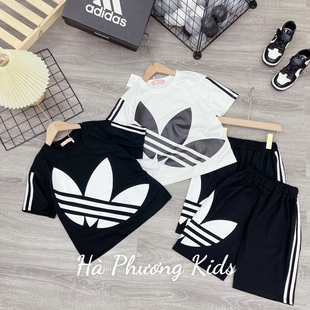 Đồ bộ in họa tiết ADIDAS cho bé trai 20kg_35kg. Bộ cotton chất lừ dành cho bé trai siêu yêu
