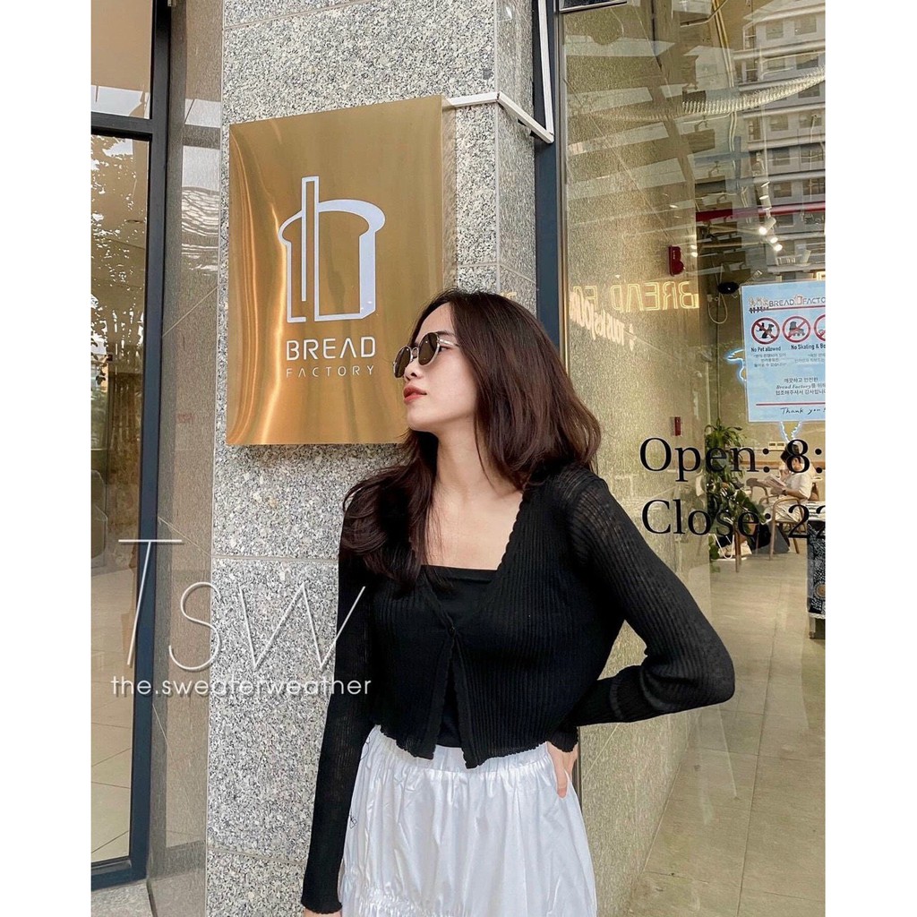 Áo khoác Cardigan len mỏng xinh lắm 3 màu Trắng-Be-Đen (Vieo,ảnh thật)