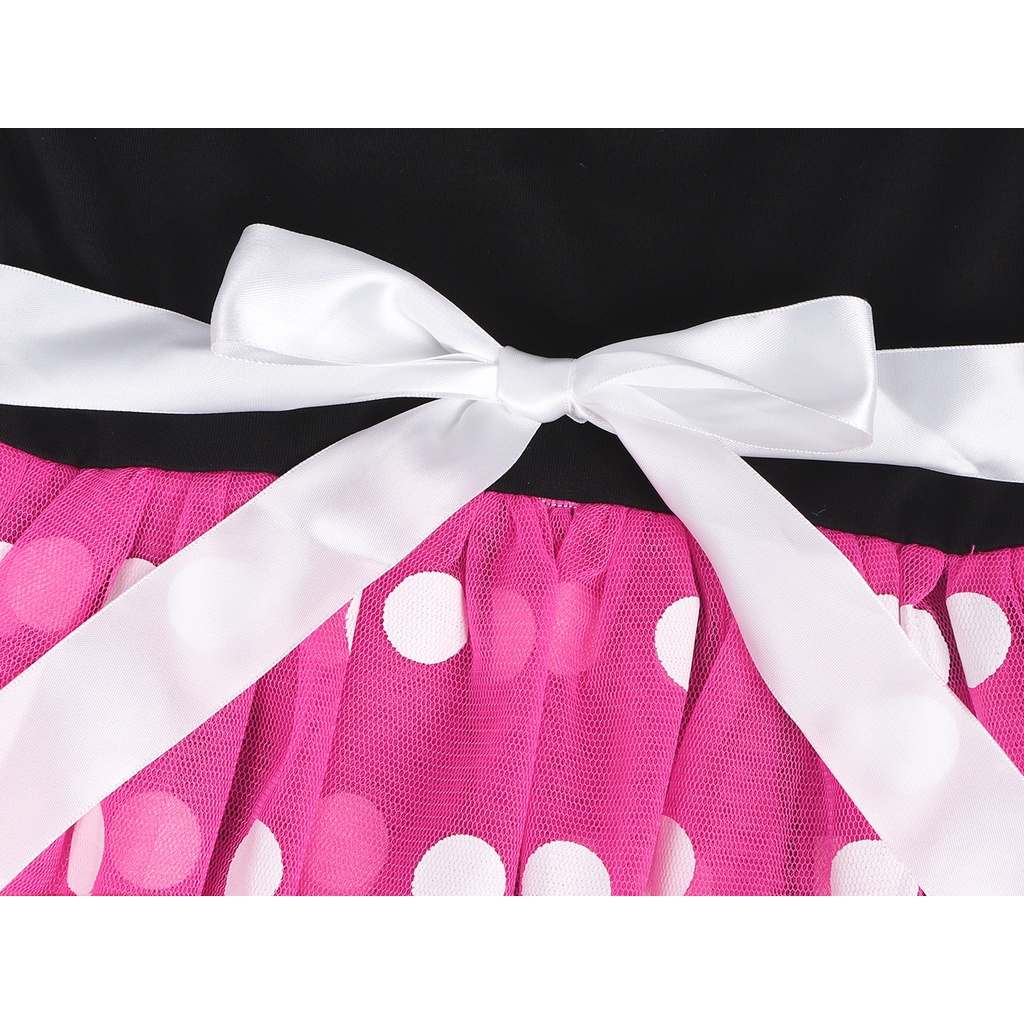 Đầm Công Chúa Họa Tiết Chấm Bi Hoạt Hình Dễ Thương Cho Bé Gái