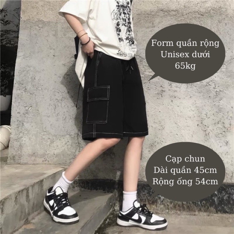 Quần short kaki túi hộp né trắng nam nữ unisex