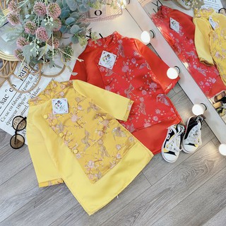 [ SALE XẢ LỖ ] [Áo dài bé trai] Sét Áo Dài bé trai lụa gân mềm mại phối Gấm kèm quần lụa công tử