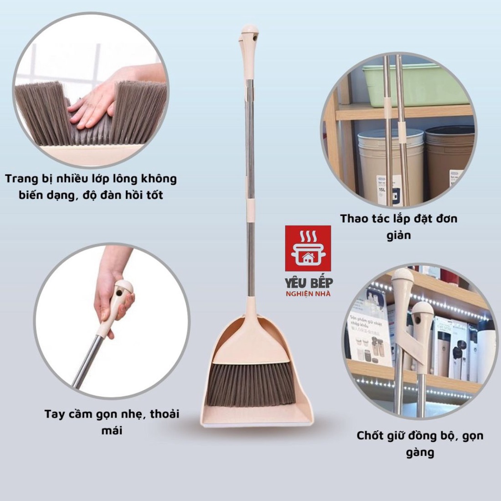 Bộ Chổi Quét Nhà Kèm Hốt Rác 2 Trong 1 Tiện Lợi INOCHI CK03 Bền đẹp, Dọn Vệ Sinh Gia Đình, Văn Phòng Tiện dụng.