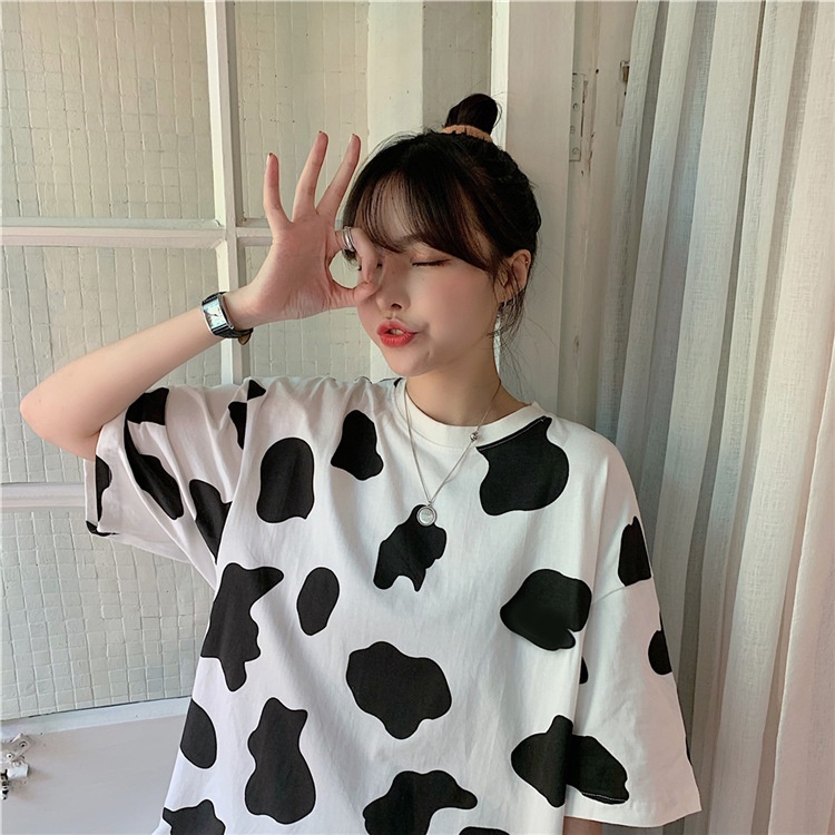 Set bộ quần dài ống bom bo chun phối áo phông unisex bò sữa phom rộng tay lỡ Đồ mặc nhà quần jogger nỉ