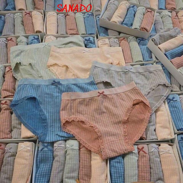 Quần lót nữ cotton QL02 quần chíp viền ren mềm mại thoáng mát - Sanado