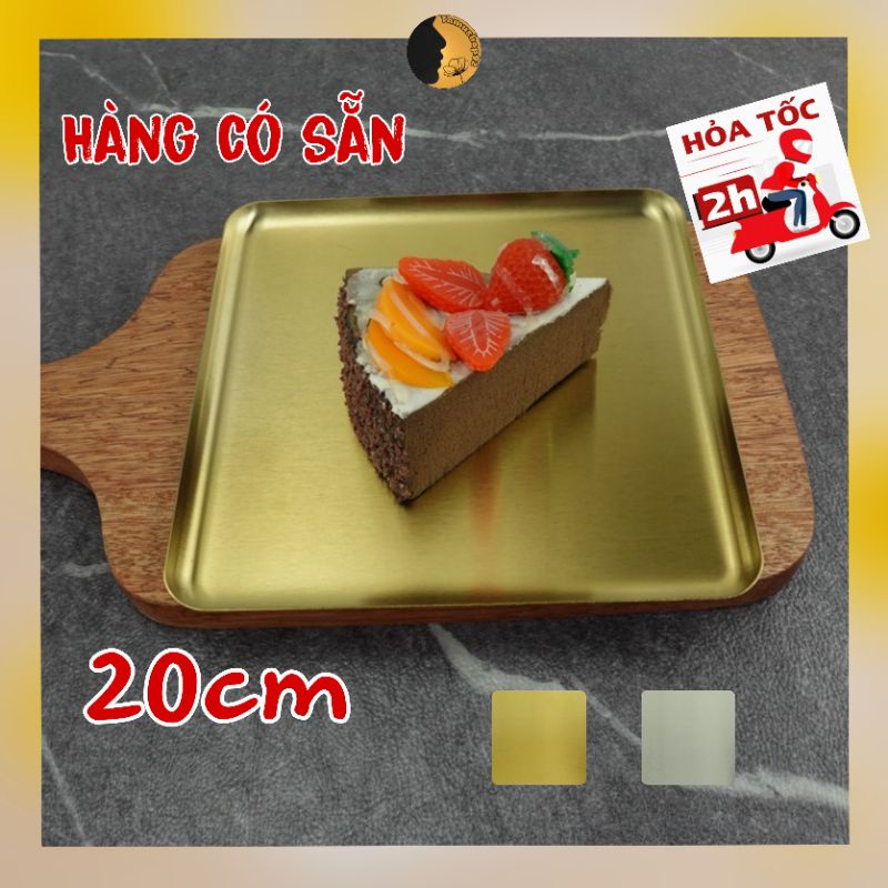 Khay Inox 304 TAMUSHOP92 Đĩa Vuông Mạ Màu Vàng Bạc Đựng Bánh Đồ Ăn Dụng Cụ Y Tế KI001