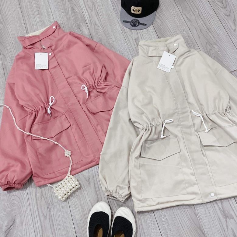 Áo Khoác Kaki ANOKO, Áo Khoác Nữ Jacket Cổ Phối Lông Dày Dây Rút Eo Dưới 65kg Thời Trang Thu Đông S120 | BigBuy360 - bigbuy360.vn