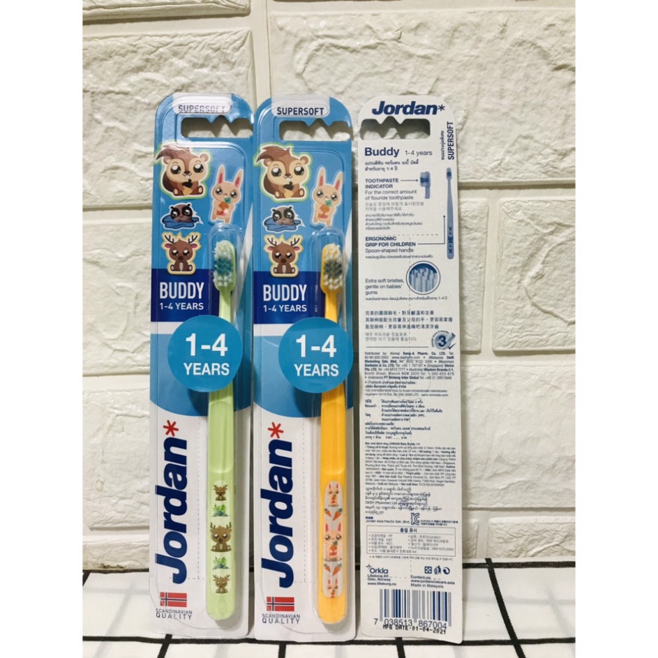Bàn Chải Đánh Răng Trẻ Em Jordan Buddy Cho Bé 1 - 4 Tuổi