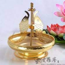 Khay cắm nhang vòng bằng đồng hình cá dụng cụ đốt trầm hương phụ kiên thác khói đồ thờ cúng